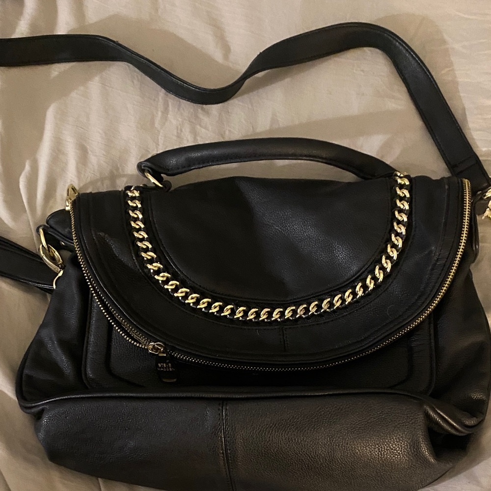 Steve Madden Black Shoulder Bag with Gold Chain